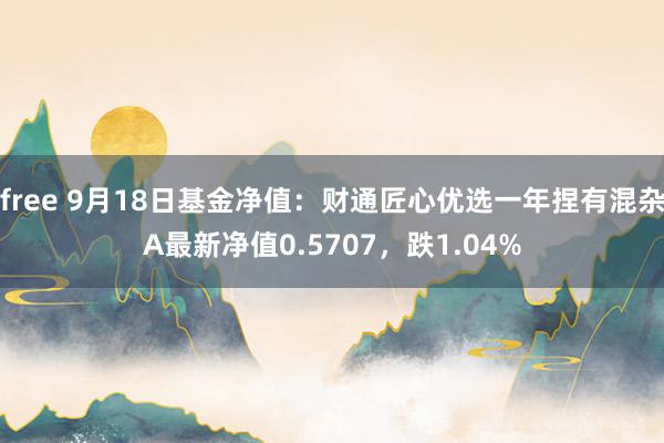 free 9月18日基金净值：财通匠心优选一年捏有混杂A最新净值0.5707，跌1.04%