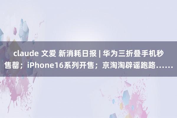 claude 文爱 新消耗日报 | 华为三折叠手机秒售罄；iPhone16系列开售；京淘淘辟谣跑路……