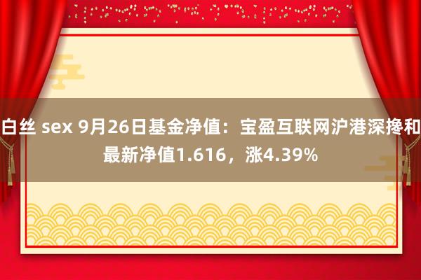 白丝 sex 9月26日基金净值：宝盈互联网沪港深搀和最新净值1.616，涨4.39%