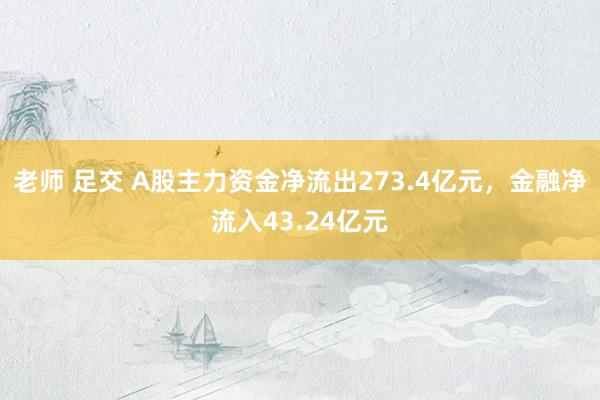 老师 足交 A股主力资金净流出273.4亿元，金融净流入43.24亿元