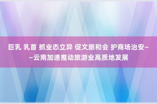 巨乳 乳首 抓业态立异 促文旅和会 护商场治安——云南加速推动旅游业高质地发展