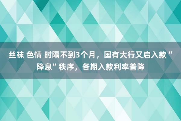 丝袜 色情 时隔不到3个月，国有大行又启入款“降息”秩序，各期入款利率普降