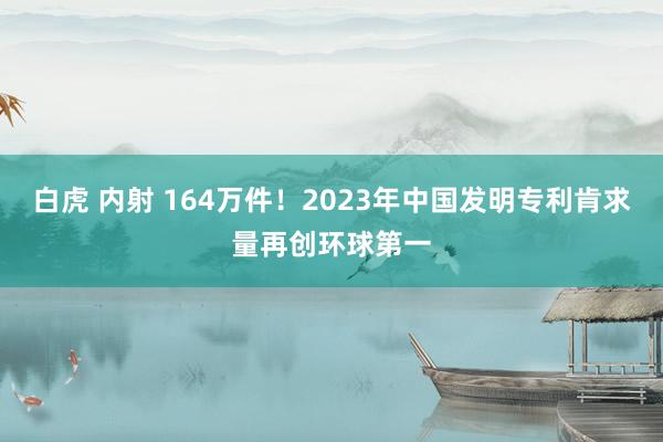 白虎 内射 164万件！2023年中国发明专利肯求量再创环球第一