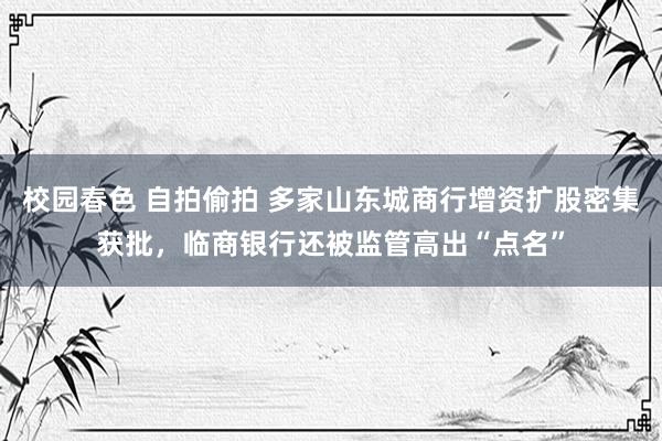 校园春色 自拍偷拍 多家山东城商行增资扩股密集获批，临商银行还被监管高出“点名”