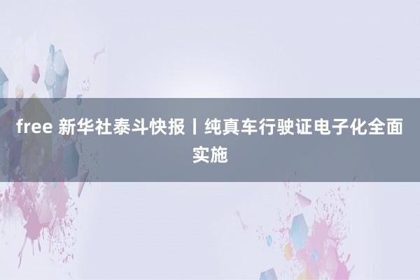 free 新华社泰斗快报丨纯真车行驶证电子化全面实施