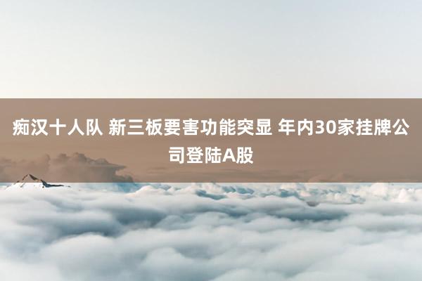 痴汉十人队 新三板要害功能突显 年内30家挂牌公司登陆A股