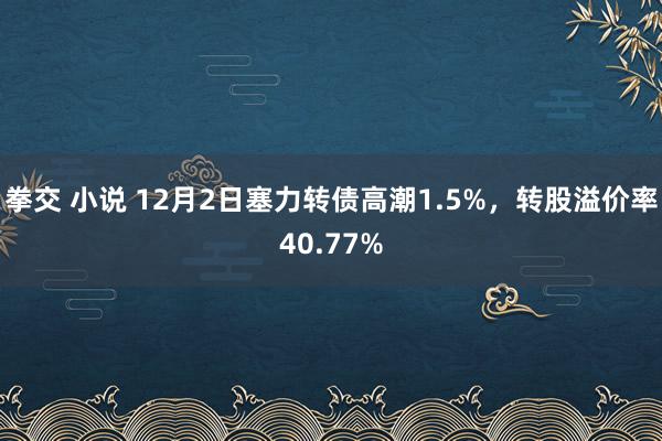 拳交 小说 12月2日塞力转债高潮1.5%，转股溢价率40.77%