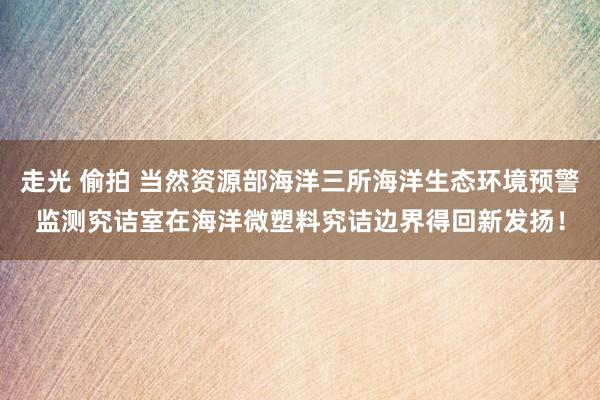 走光 偷拍 当然资源部海洋三所海洋生态环境预警监测究诘室在海洋微塑料究诘边界得回新发扬！