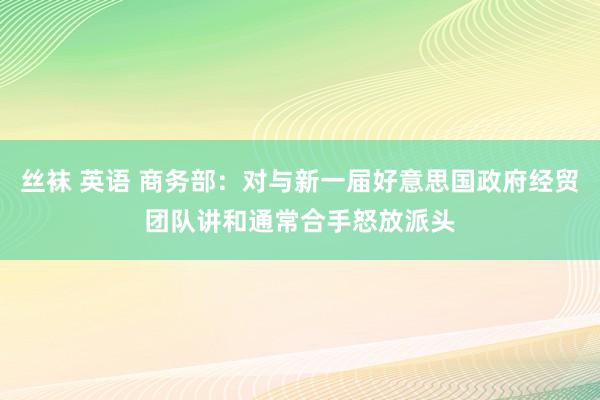 丝袜 英语 商务部：对与新一届好意思国政府经贸团队讲和通常合手怒放派头