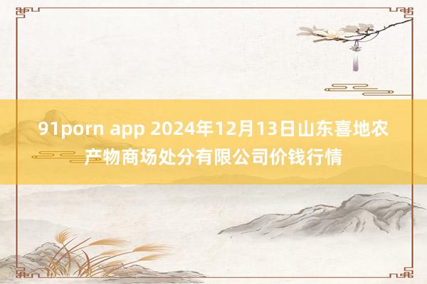 91porn app 2024年12月13日山东喜地农产物商场处分有限公司价钱行情