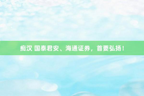 痴汉 国泰君安、海通证券，首要弘扬！