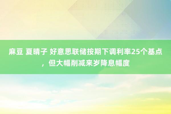 麻豆 夏晴子 好意思联储按期下调利率25个基点，但大幅削减来岁降息幅度