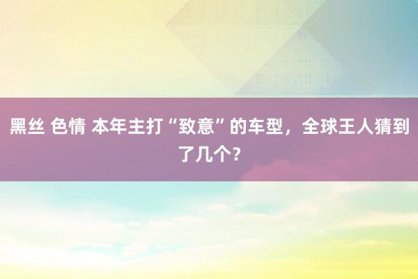 黑丝 色情 本年主打“致意”的车型，全球王人猜到了几个？