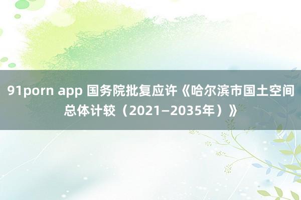 91porn app 国务院批复应许《哈尔滨市国土空间总体计较（2021—2035年）》