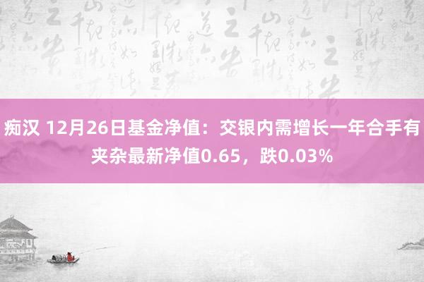 痴汉 12月26日基金净值：交银内需增长一年合手有夹杂最新净值0.65，跌0.03%