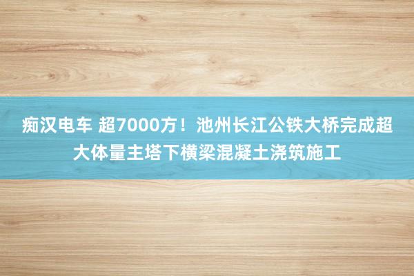 痴汉电车 超7000方！池州长江公铁大桥完成超大体量主塔下横梁混凝土浇筑施工