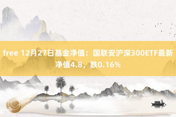 free 12月27日基金净值：国联安沪深300ETF最新净值4.8，跌0.16%