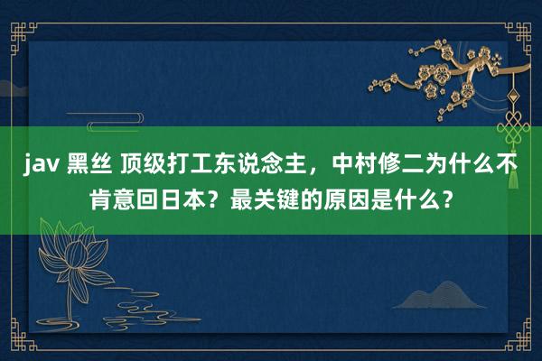 jav 黑丝 顶级打工东说念主，中村修二为什么不肯意回日本？最关键的原因是什么？