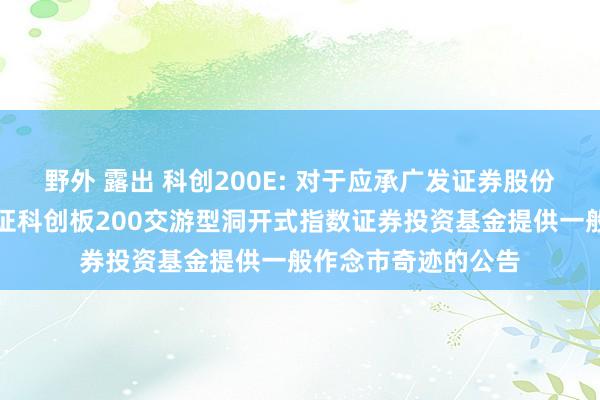 野外 露出 科创200E: 对于应承广发证券股份有限公司为中原上证科创板200交游型洞开式指数证券投资基金提供一般作念市奇迹的公告