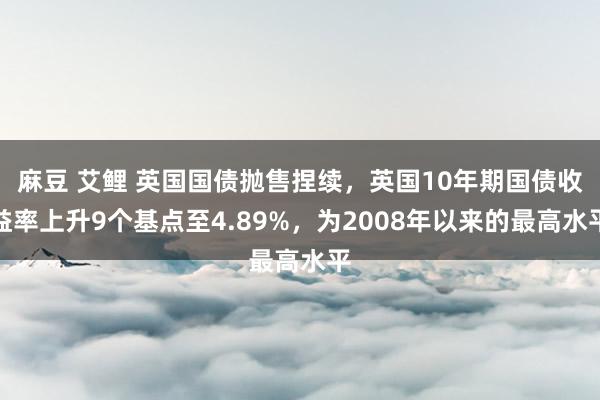 麻豆 艾鲤 英国国债抛售捏续，英国10年期国债收益率上升9个基点至4.89%，为2008年以来的最高水平