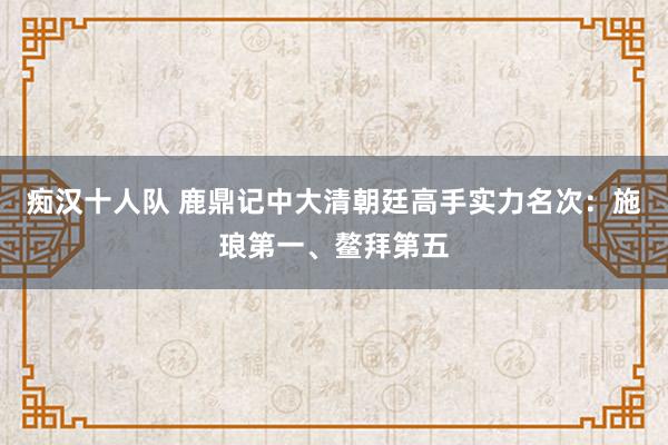 痴汉十人队 鹿鼎记中大清朝廷高手实力名次：施琅第一、鳌拜第五