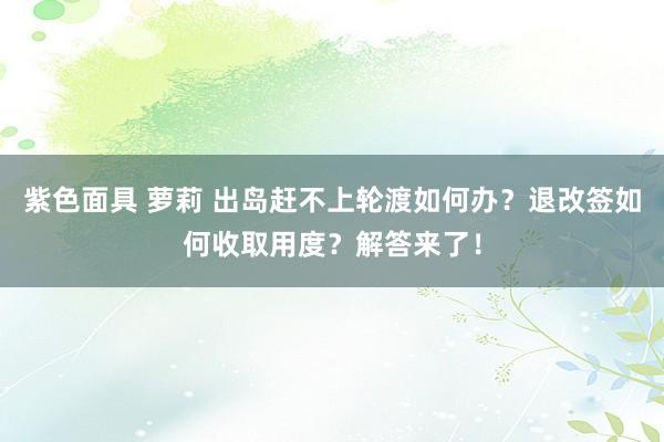 紫色面具 萝莉 出岛赶不上轮渡如何办？退改签如何收取用度？解答来了！