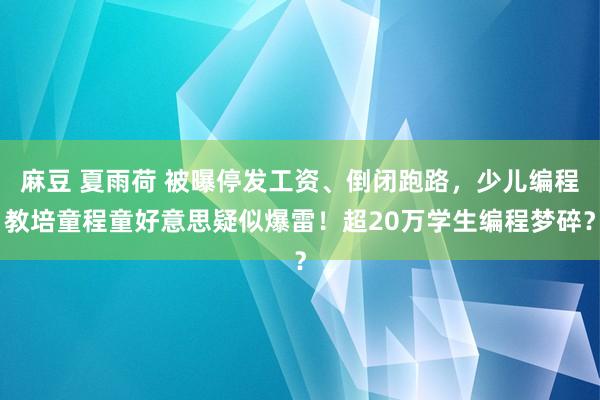 麻豆 夏雨荷 被曝停发工资、倒闭跑路，少儿编程教培童程童好意思疑似爆雷！超20万学生编程梦碎？