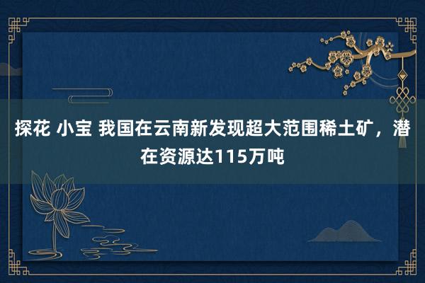 探花 小宝 我国在云南新发现超大范围稀土矿，潜在资源达115万吨